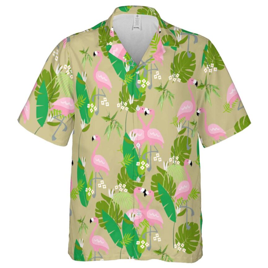 Bamboo Flamingo Leaf Hawaiian Shirt Fashion forward