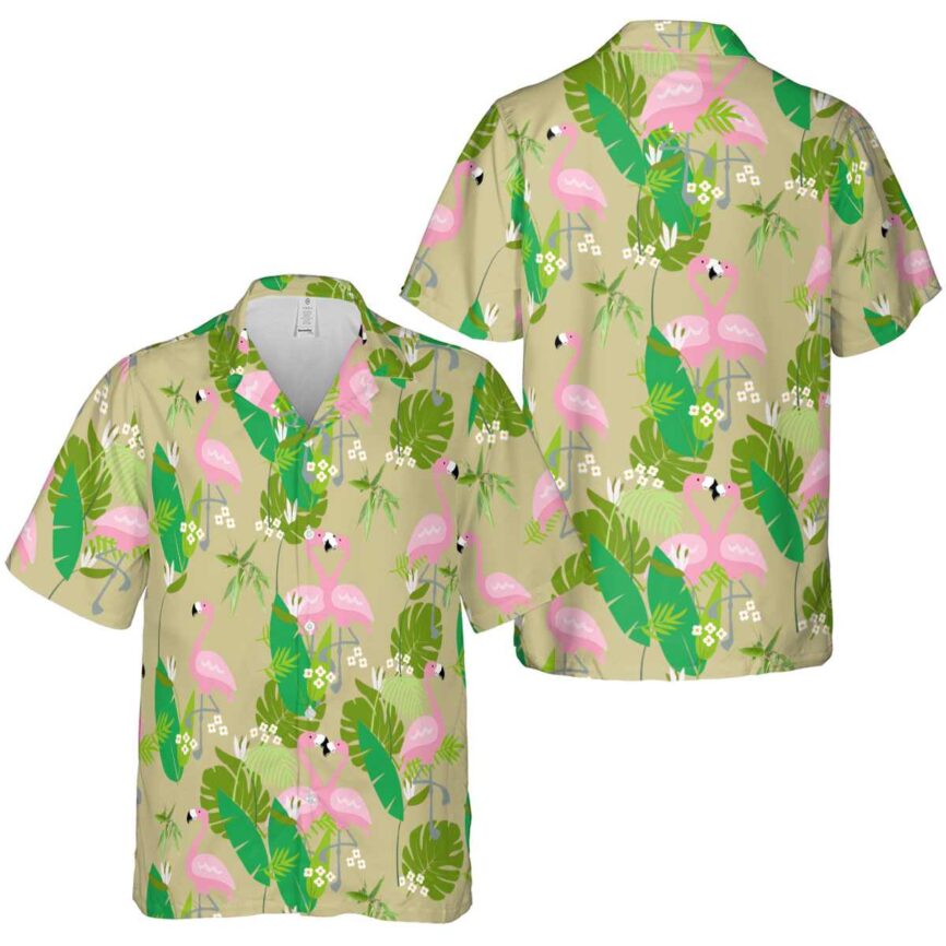 Bamboo Flamingo Leaf Hawaiian Shirt Premium grade