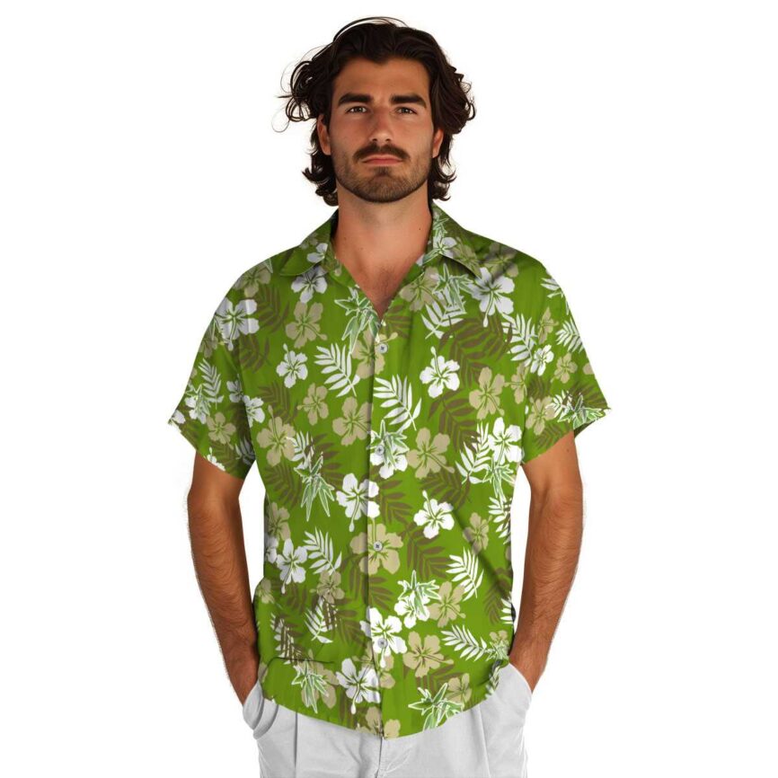 Bamboo Leafy Hibiscus Hawaiian Shirt New Arrival