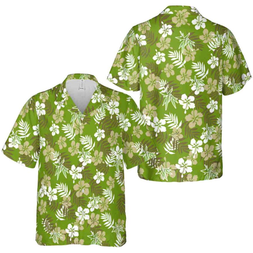 Bamboo Leafy Hibiscus Hawaiian Shirt Premium grade