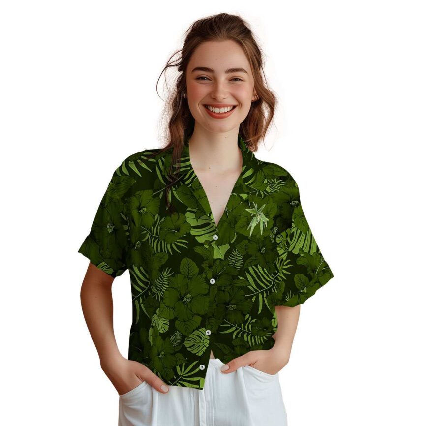 Bamboo Monochrome Floral Hawaiian Shirt Top rated