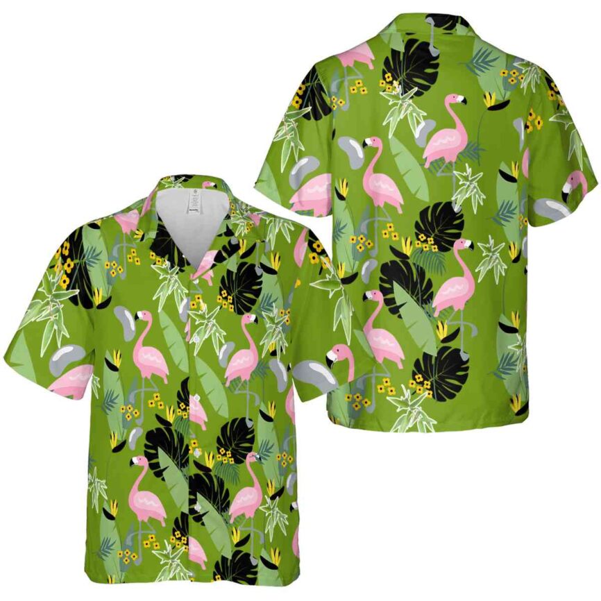 Bamboo Pink Flamingo Hawaiian Shirt Premium grade