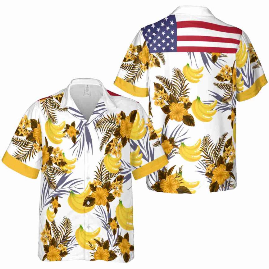 Banana US Flag Floral Hawaiian Shirt Premium grade