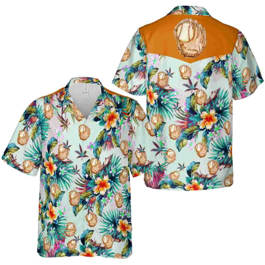 Baseball Floral Burst Hawaiian Shirt Premium grade 1