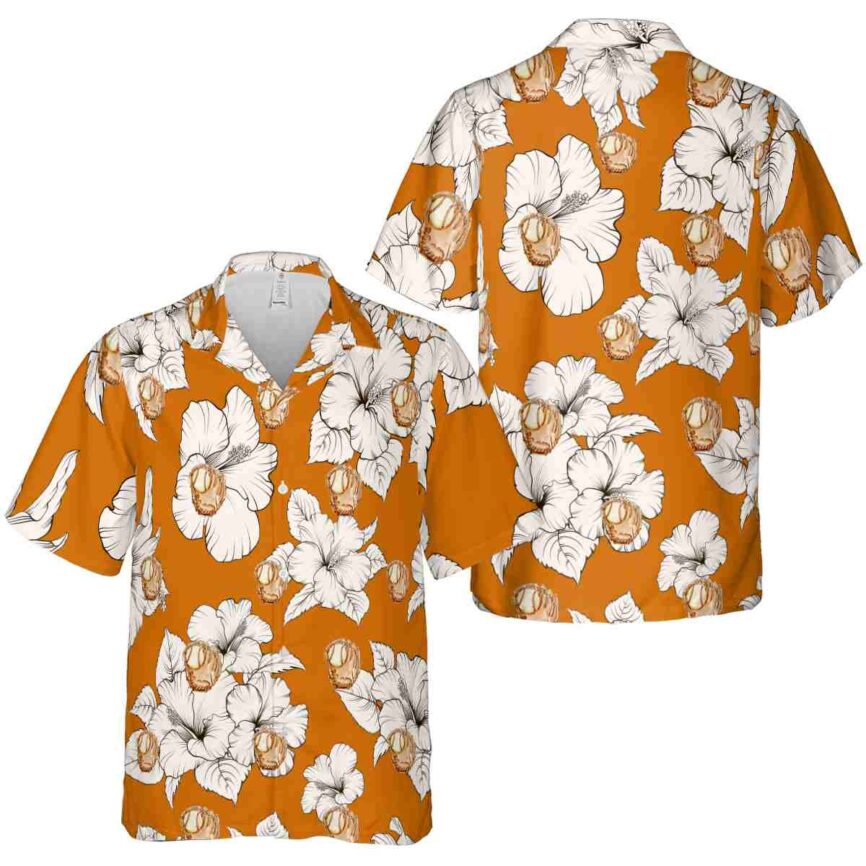 Baseball Hibiscus Flower Hawaiian Shirt Premium grade