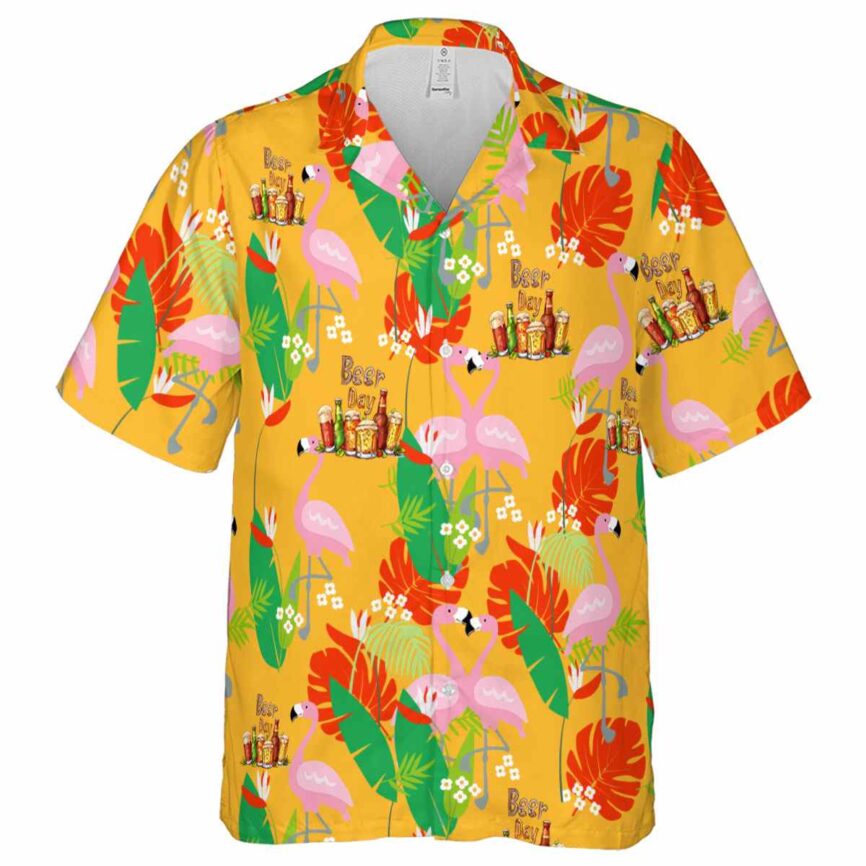 Beer Flamingo Leaf Hawaiian Shirt Fashion forward