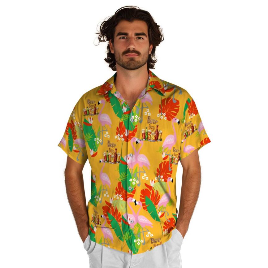 Beer Flamingo Leaf Hawaiian Shirt New Arrival