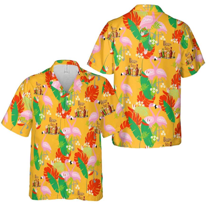 Beer Flamingo Leaf Hawaiian Shirt Premium grade