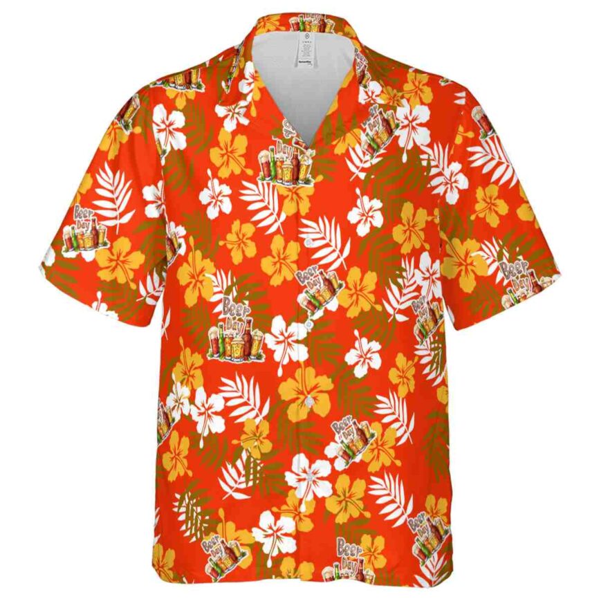 Beer Leafy Hibiscus Hawaiian Shirt Fashion forward