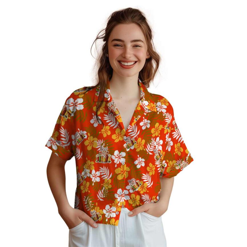 Beer Leafy Hibiscus Hawaiian Shirt Top rated