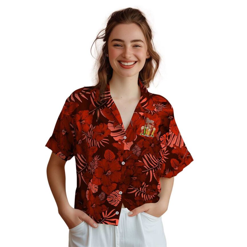 Beer Monochrome Floral Hawaiian Shirt Top rated