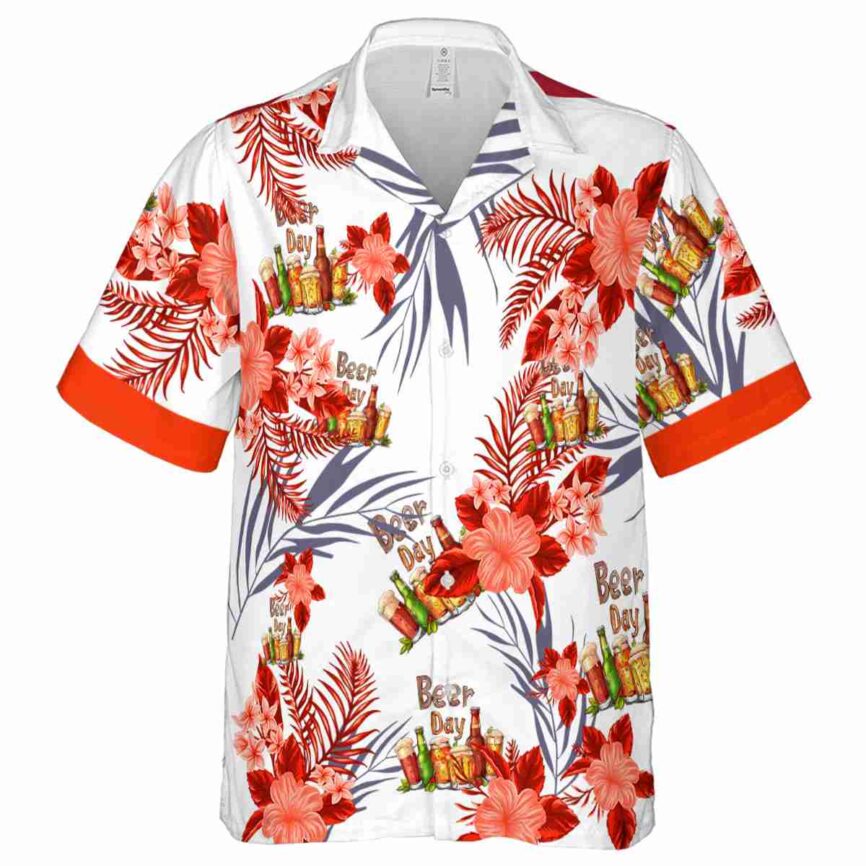 Beer US Flag Floral Hawaiian Shirt Fashion forward