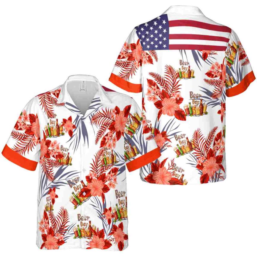 Beer US Flag Floral Hawaiian Shirt Premium grade