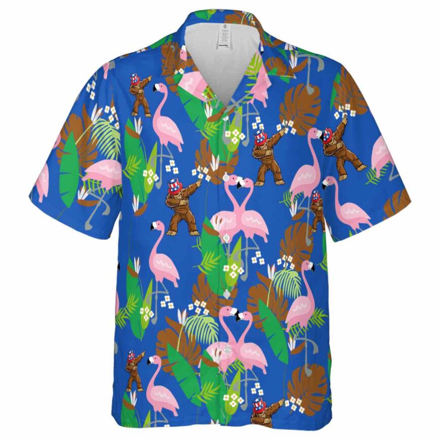 Bigfoot Flamingo Leaf Hawaiian Shirt Fashion forward