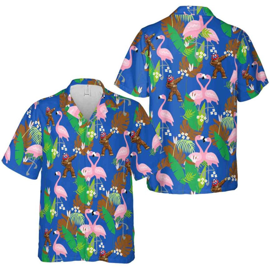 Bigfoot Flamingo Leaf Hawaiian Shirt Premium grade