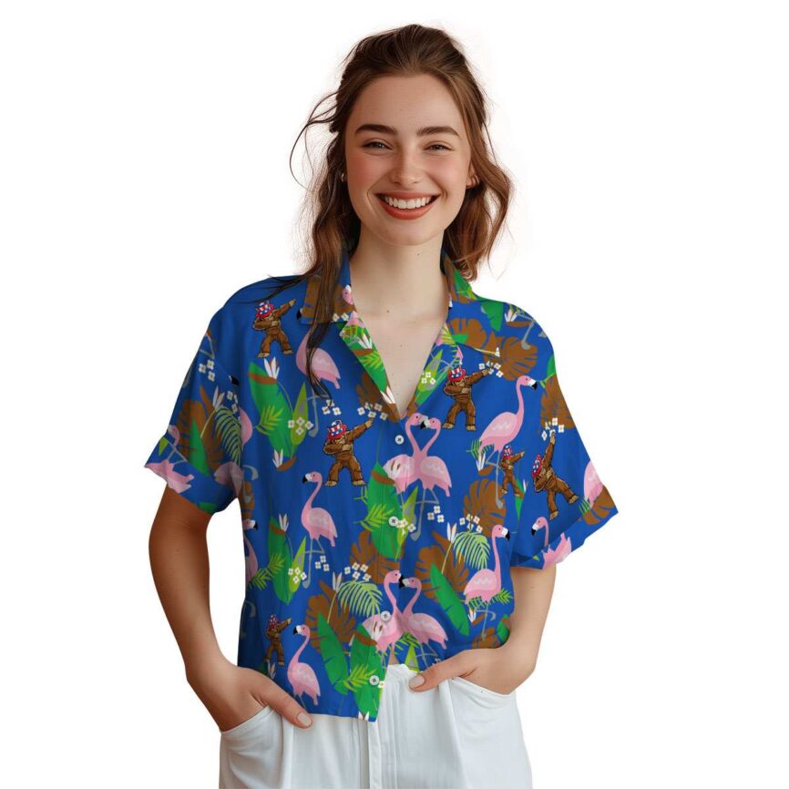 Bigfoot Flamingo Leaf Hawaiian Shirt Top rated