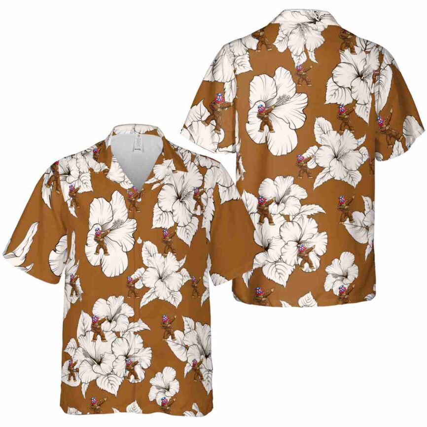 Bigfoot Hibiscus Flower Hawaiian Shirt Premium grade