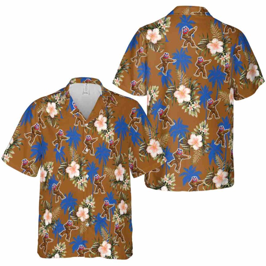 Bigfoot Hibiscus Palm Hawaiian Shirt Premium grade