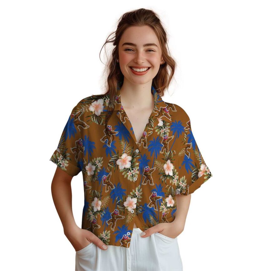 Bigfoot Hibiscus Palm Hawaiian Shirt Top rated