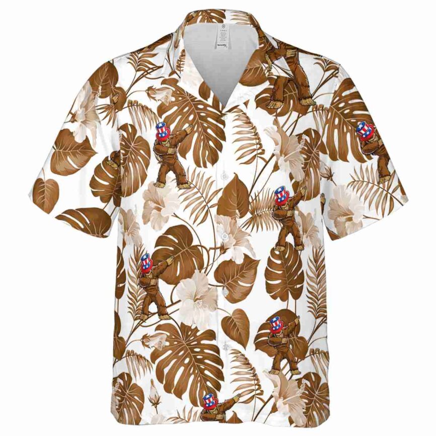 Bigfoot Leaf Pattern Hawaiian Shirt Fashion forward