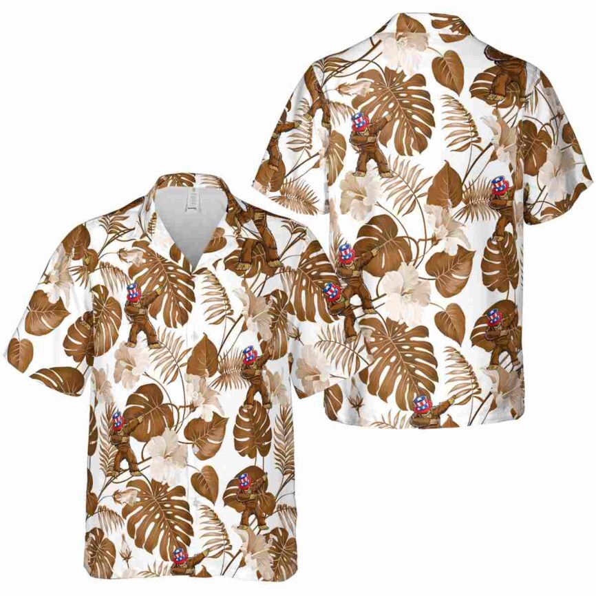 Bigfoot Leaf Pattern Hawaiian Shirt Premium grade