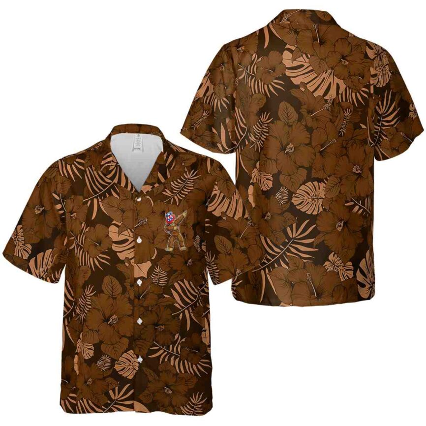 Bigfoot Monochrome Floral Hawaiian Shirt Premium grade