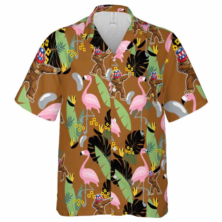 Bigfoot Pink Flamingo Hawaiian Shirt Fashion forward