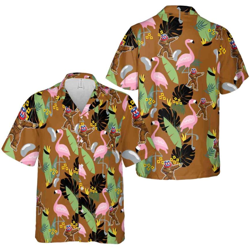 Bigfoot Pink Flamingo Hawaiian Shirt Premium grade