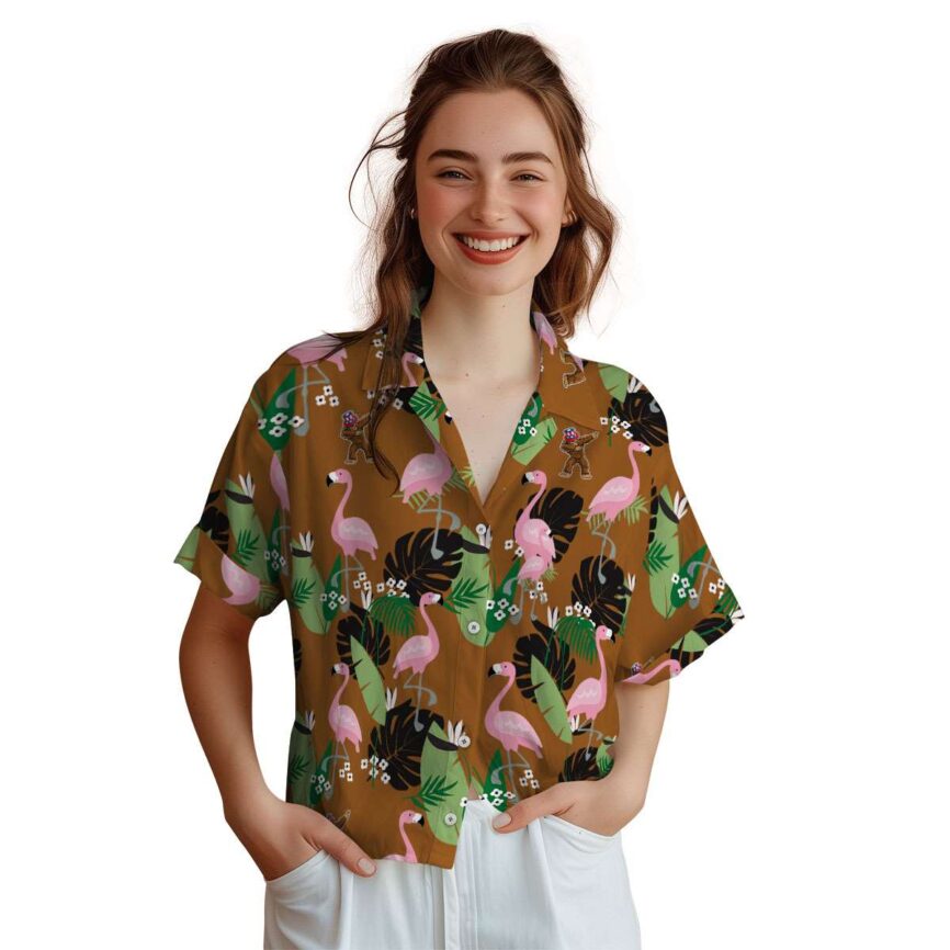 Bigfoot Tropical Flamingo Hawaiian Shirt Top rated