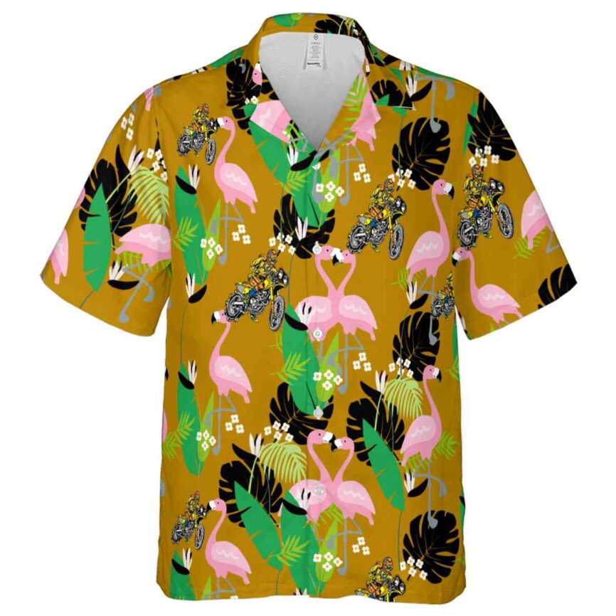 Biker Flamingo Leaf Hawaiian Shirt Fashion forward