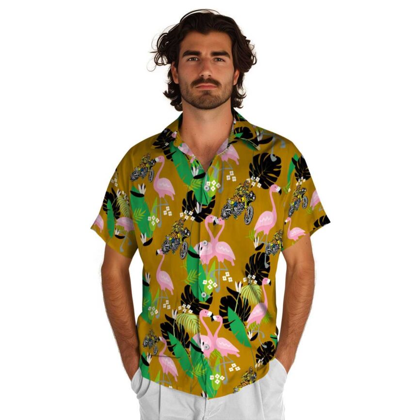 Biker Flamingo Leaf Hawaiian Shirt New Arrival