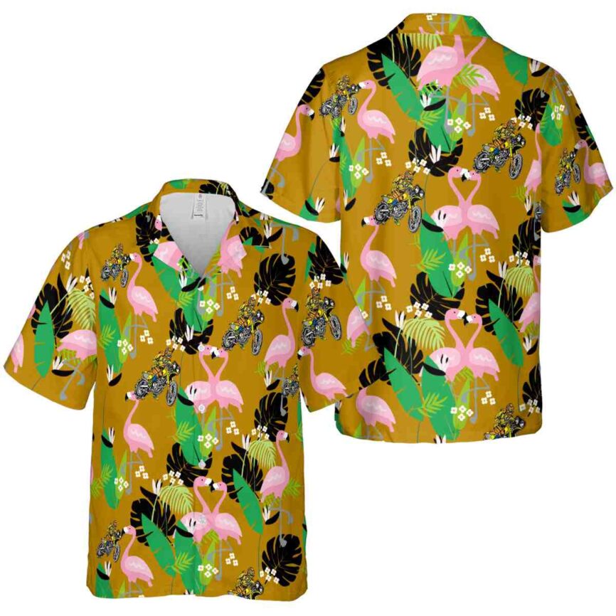 Biker Flamingo Leaf Hawaiian Shirt Premium grade