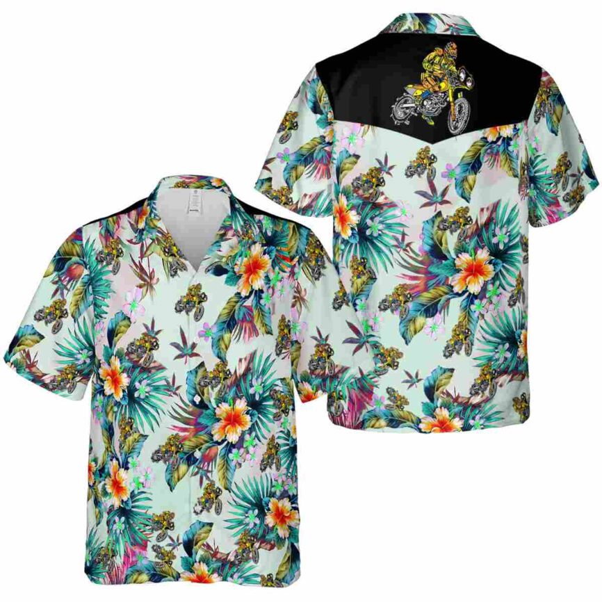 Biker Floral Burst Hawaiian Shirt Premium grade