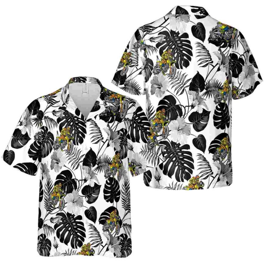 Biker Leaf Pattern Hawaiian Shirt Premium grade