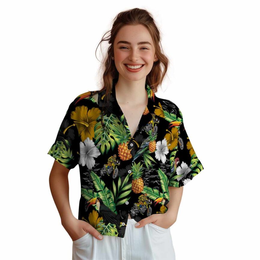 Biker Leafy Toucan Hawaiian Shirt Top rated