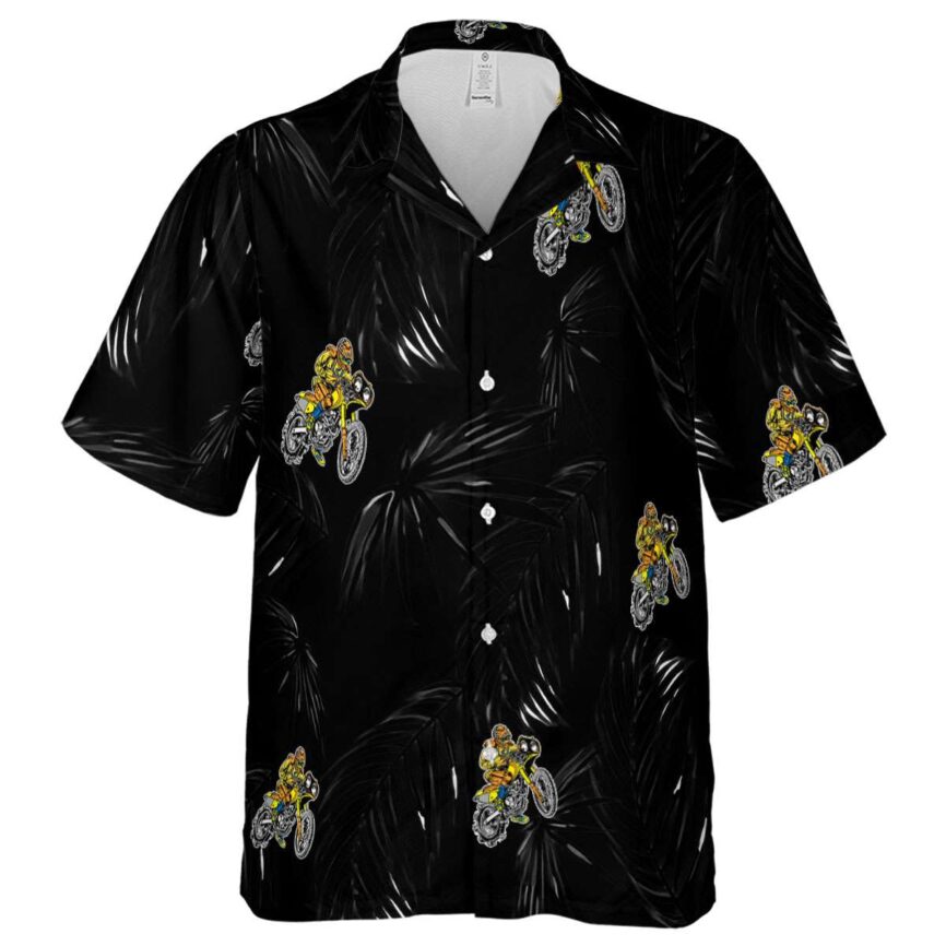 Biker Monochrome Palm Hawaiian Shirt Fashion forward