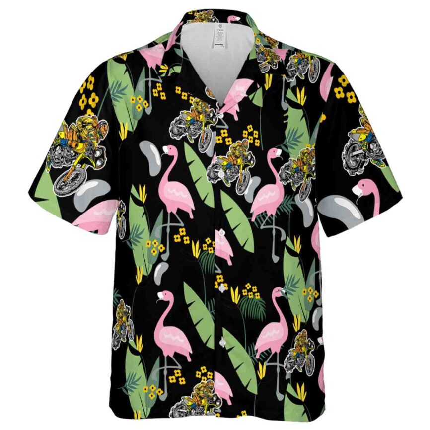 Biker Pink Flamingo Hawaiian Shirt Fashion forward