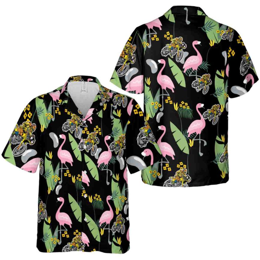 Biker Pink Flamingo Hawaiian Shirt Premium grade