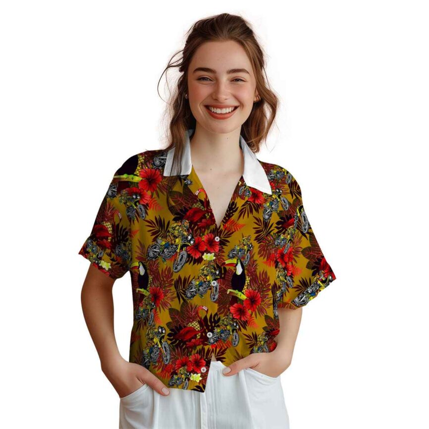 Biker Tropical Bird Hawaiian Shirt Top rated