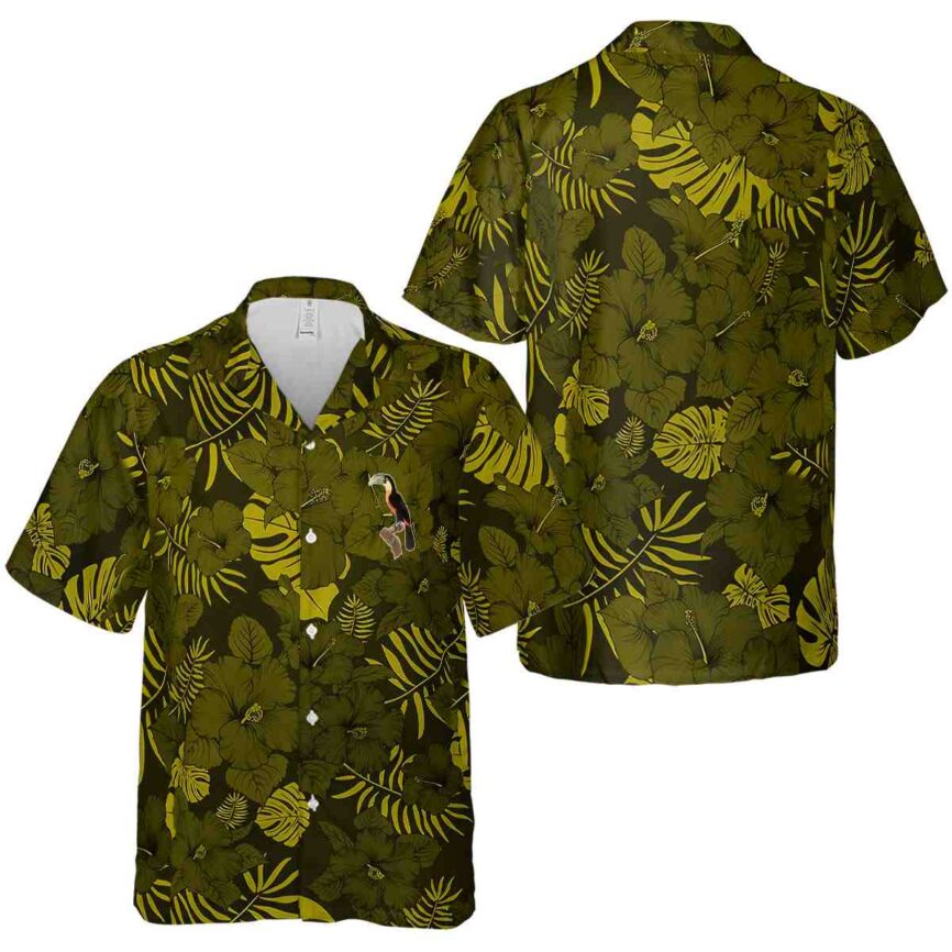 Bird Monochrome Floral Hawaiian Shirt Premium grade