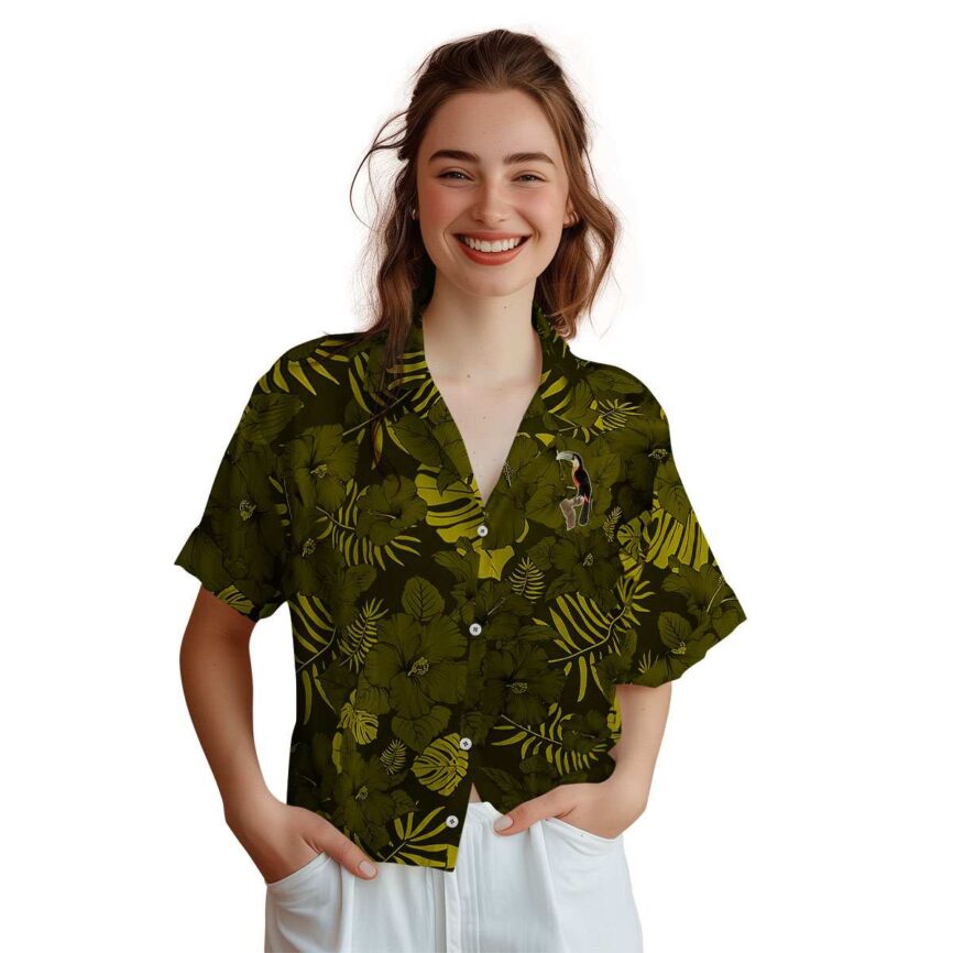 Bird Monochrome Floral Hawaiian Shirt Top rated