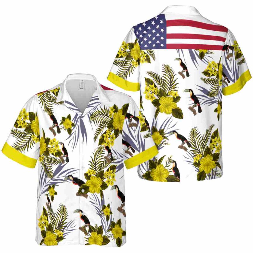 Bird US Flag Floral Hawaiian Shirt Premium grade