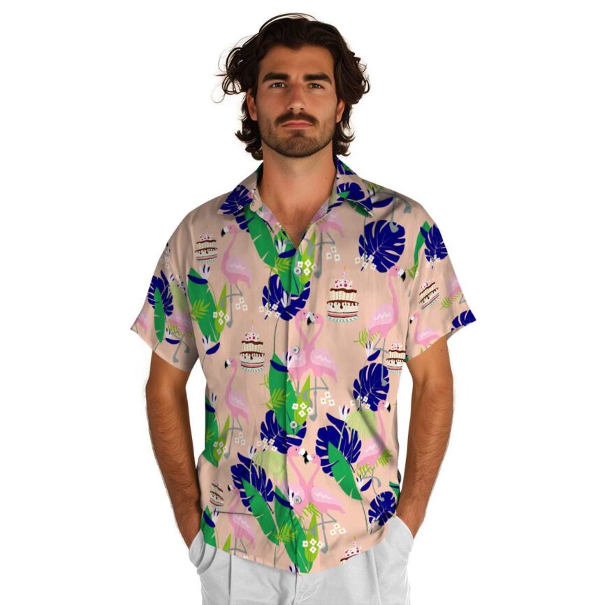 Birthday Flamingo Leaf Hawaiian Shirt New Arrival