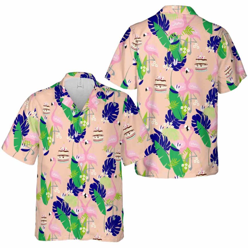 Birthday Flamingo Leaf Hawaiian Shirt Premium grade