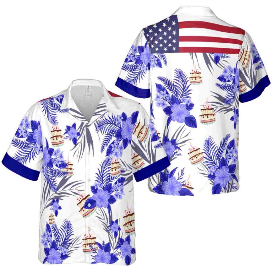 Birthday US Flag Floral Hawaiian Shirt Premium grade