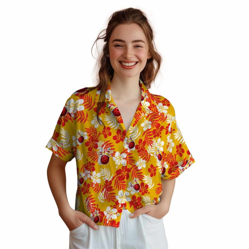 Bowling Leafy Hibiscus Hawaiian Shirt Top rated