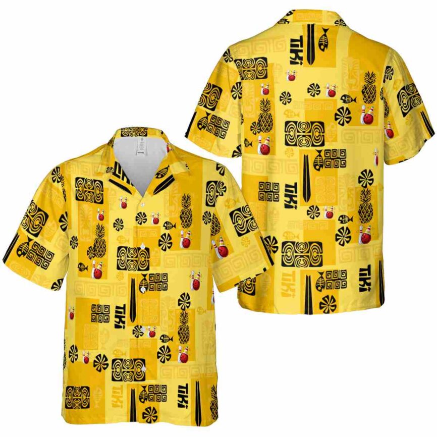 Bowling Tiki Motifs Hawaiian Shirt Premium grade