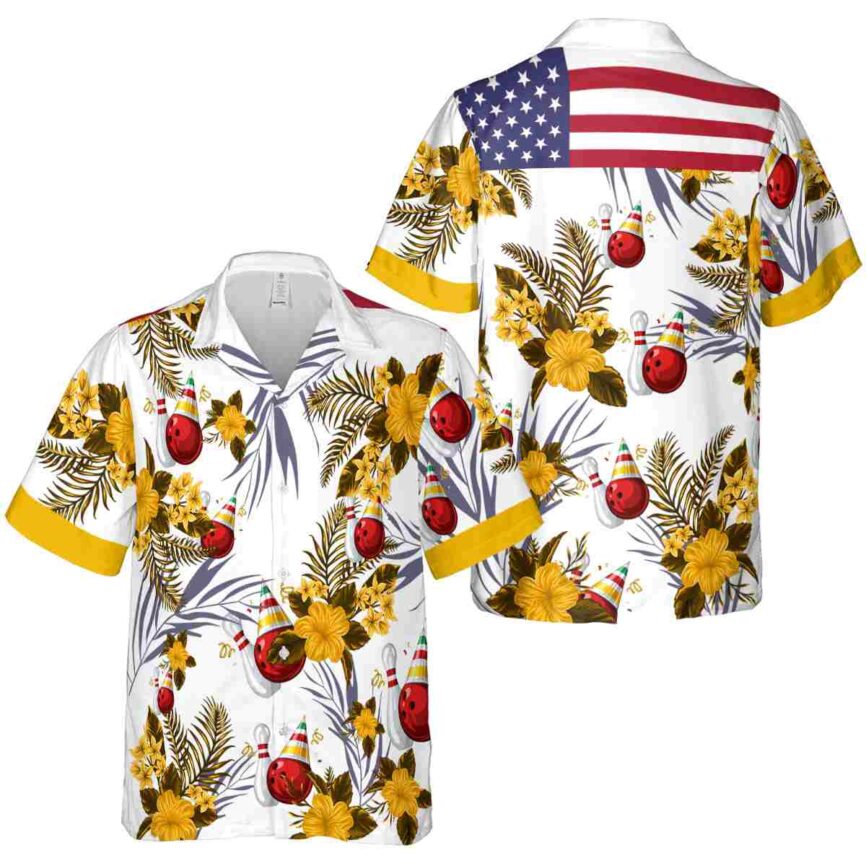 Bowling US Flag Floral Hawaiian Shirt Premium grade