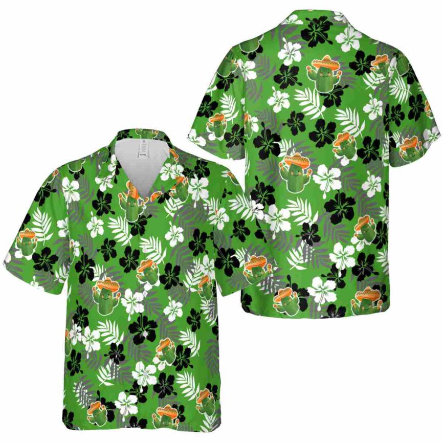 Cactus Leafy Hibiscus Hawaiian Shirt Premium grade