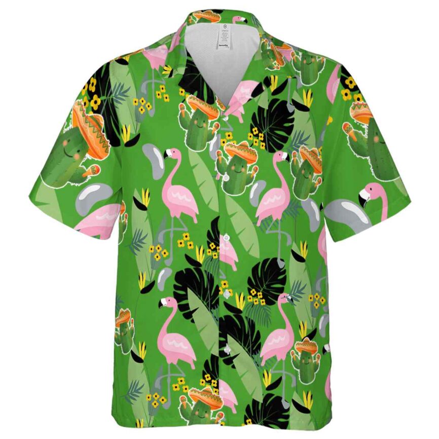 Cactus Pink Flamingo Hawaiian Shirt Fashion forward